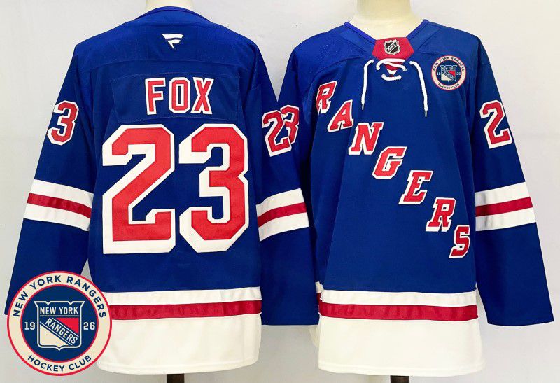 Men New York Rangers #23 Fox Blue Fanatics 2025 NHL Jersey style 4
